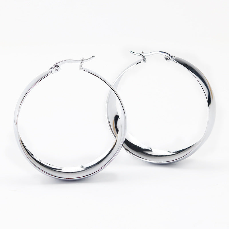 Women's Stylish Simple Personality Trendy High Profile Large Titanium Steel Clip Ear Buckle