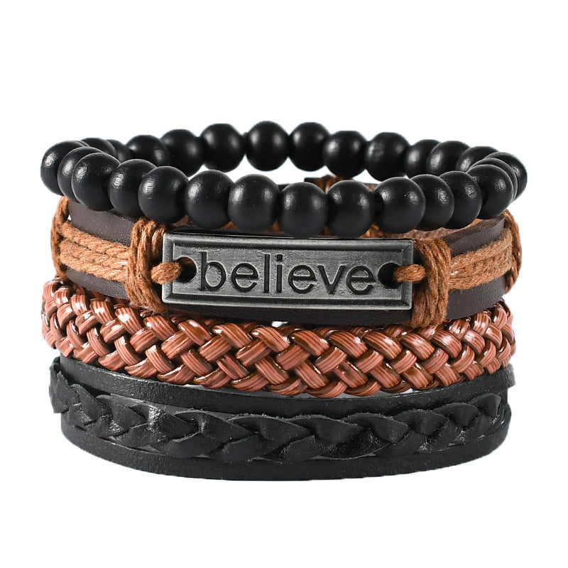 Men's Leather Woven Cowhide Simple Suit Bracelets