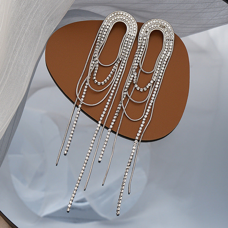 Tassel Long Full Diamond Super Shiny Earrings