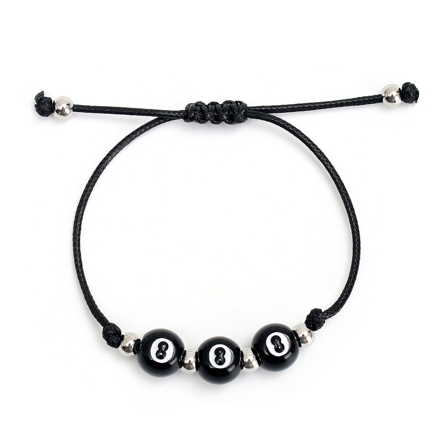 Bracelets de perles de baseball noirs pour hommes, corde de basket-ball, billard