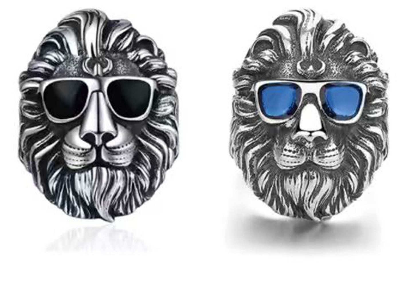 Men's Retro Punk Locomotive Style Beard Skull Ring
