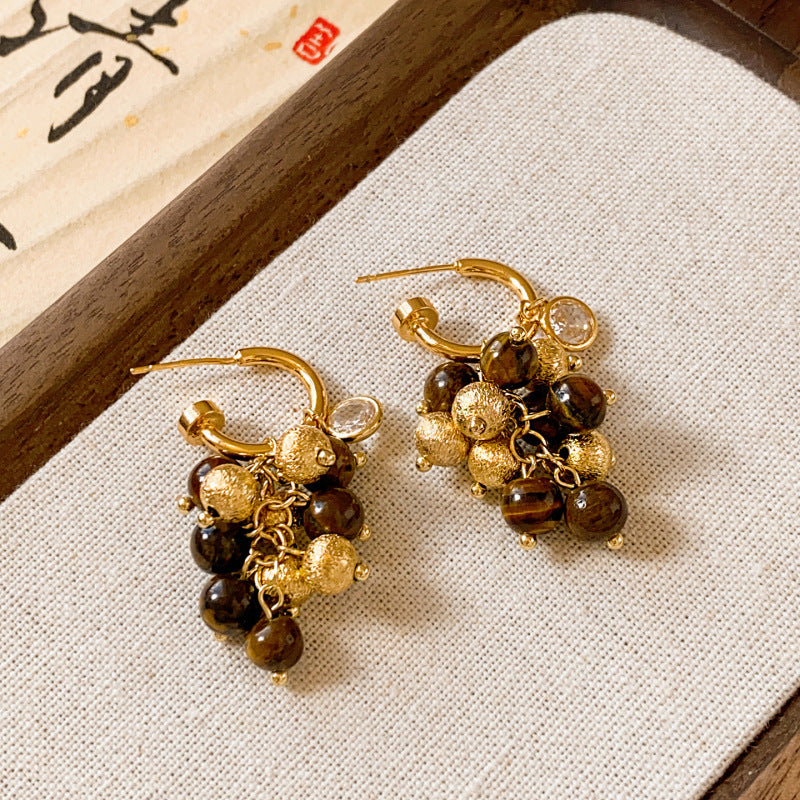 Real Gold Plating Elegance Retro Light Luxury Stud Earrings