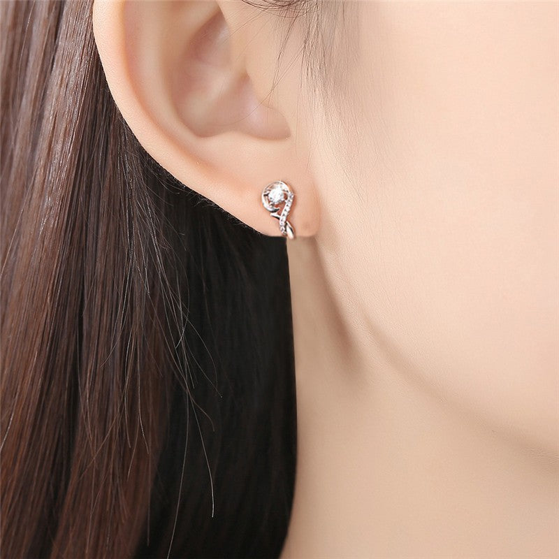 Women's Korean Style Simple Note Ear Clip Heart-shaped Zircon Rings