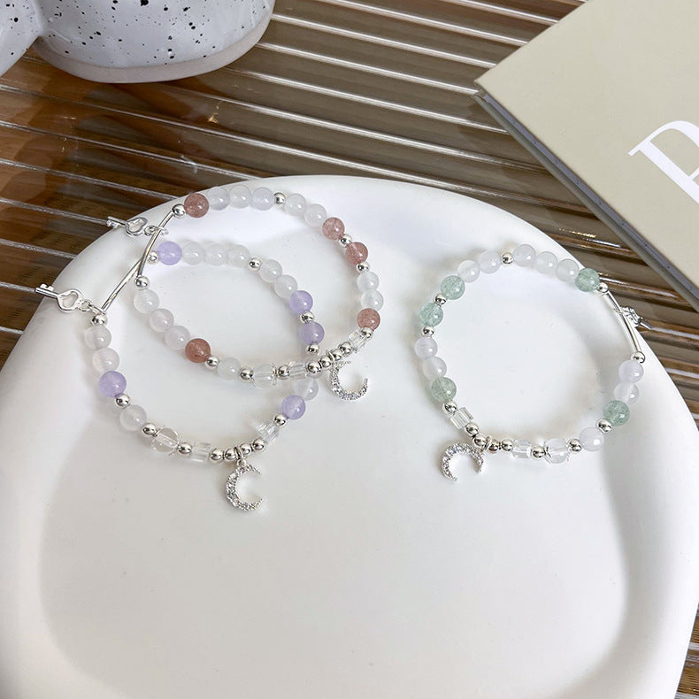 Moon Beaded Design Crystal String Beads Bracelets