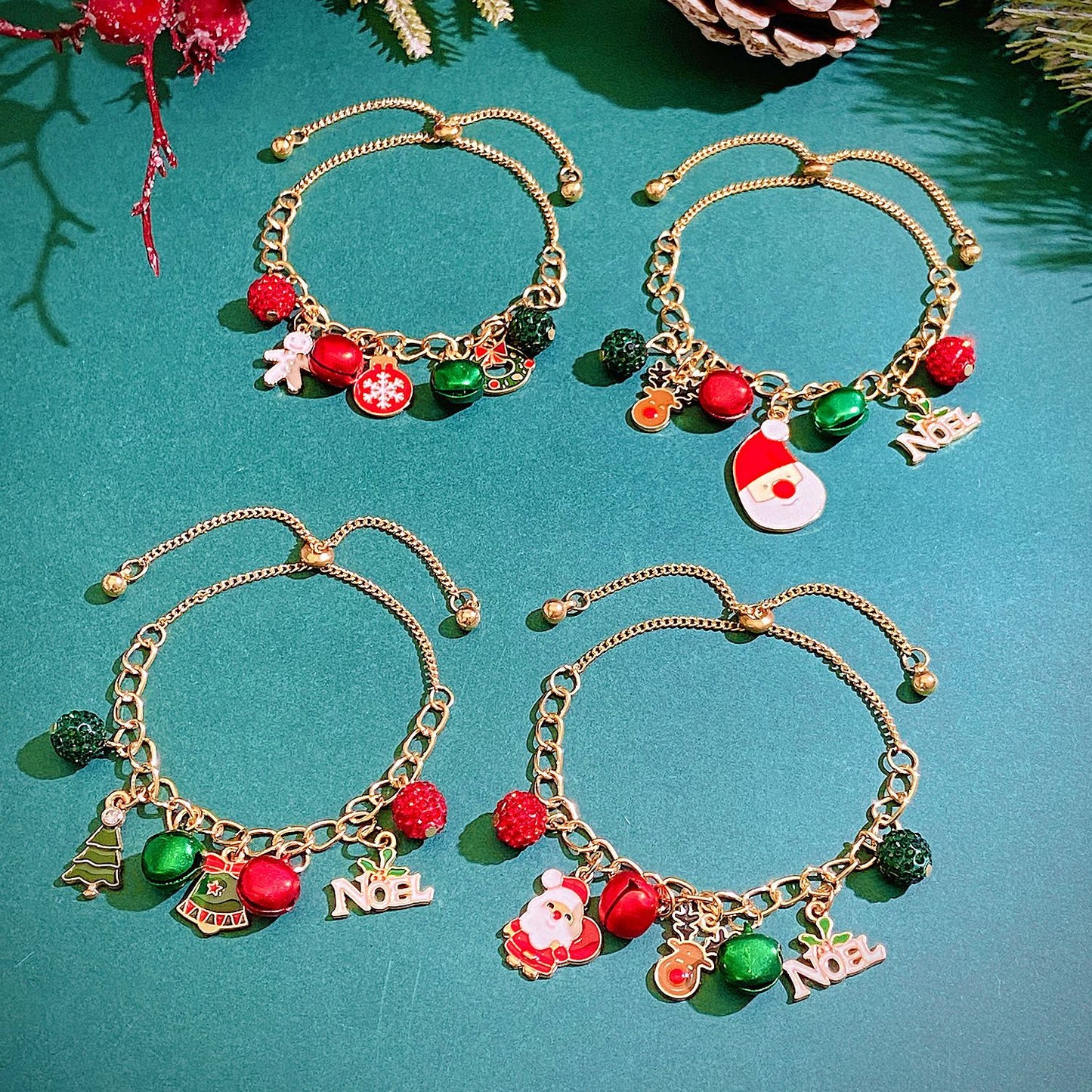 Style Creative Snowflake Elk Bell Santa Bracelets