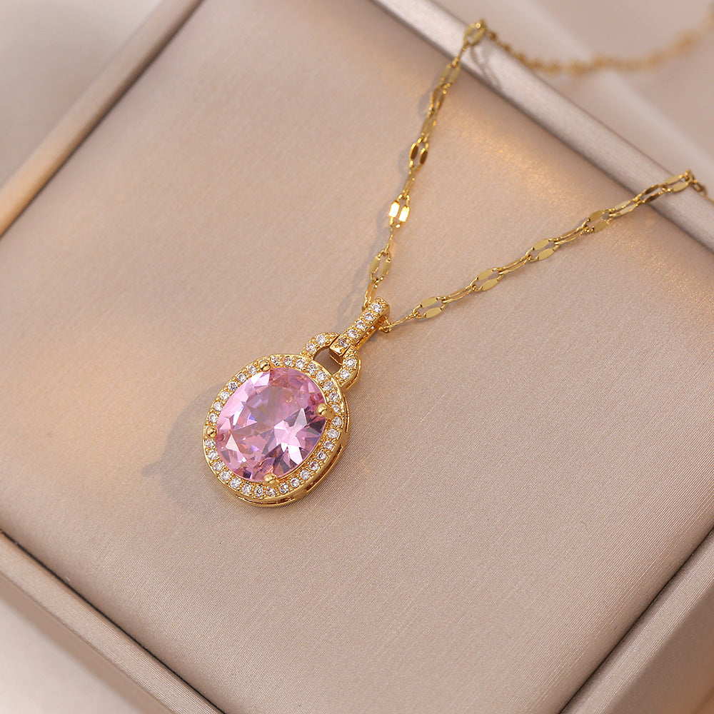 Broadcast Light Luxury Water Drop Full Rhinestone Zircon Korean Necklaces