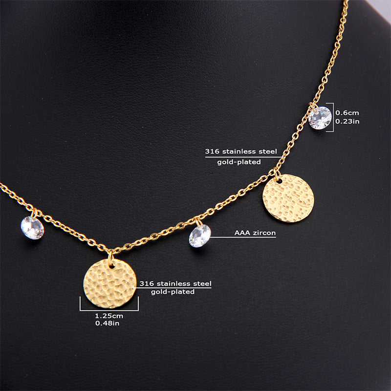 Steel Titanium Crystal Zircon Gold Cross Necklaces