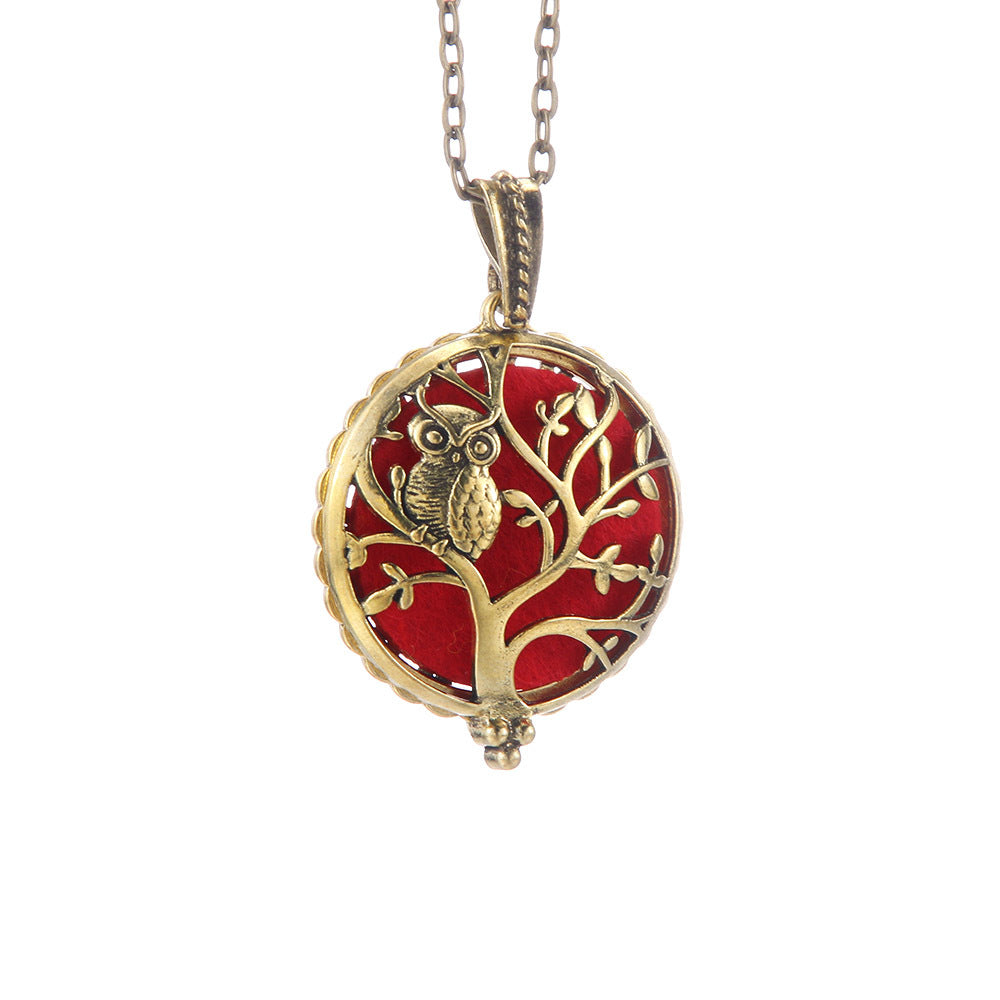 Hollow Lucky Tree Round Alloy Medal Charm Necklace
