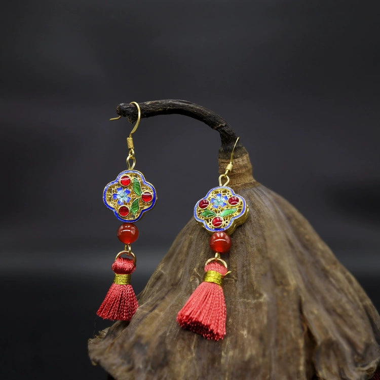 Bohemian Style Single Wear Peacock Fur Earrings