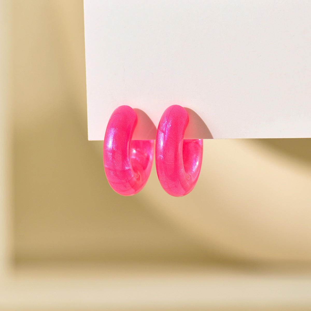 Small Ear Trendy Exquisite Acrylic Candy Color Rubber Effect Paint Rings