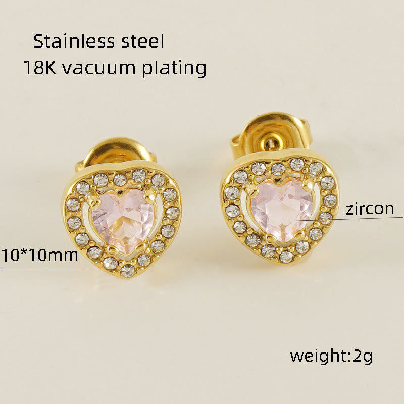 Women's Titanium Steel Zircon Stainless Square High-grade Earrings