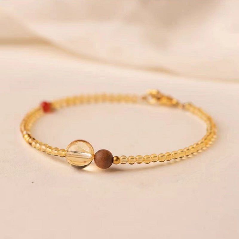 Women's & Men's & Natural Citrine Double Bodhi Beaded Bracelets