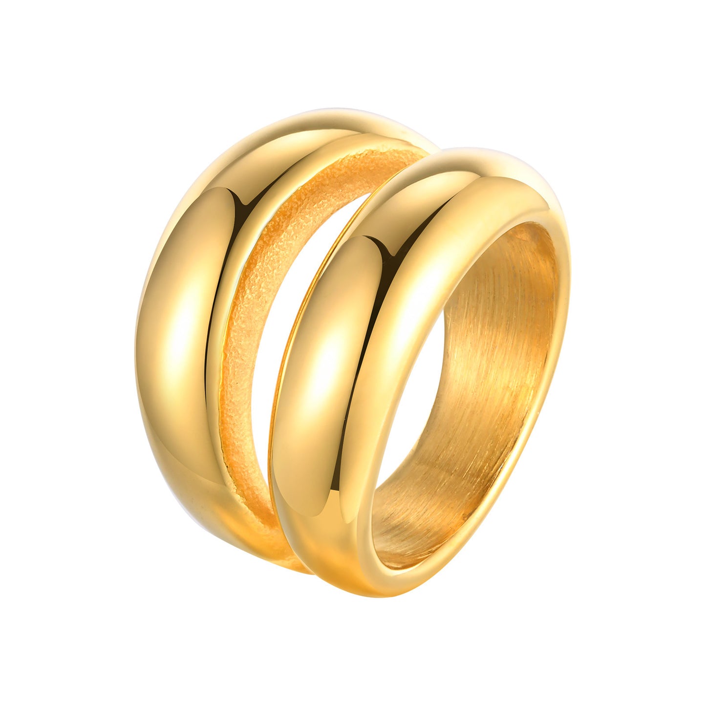 Women's Fashion Stainless Steel Glossy Geometric Gold Ring