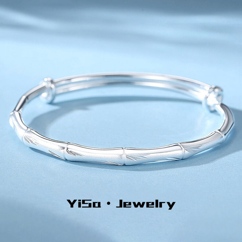 Women's Style Sandblasted Bamboo Simple Light Presages Safety Solid Push Bracelets
