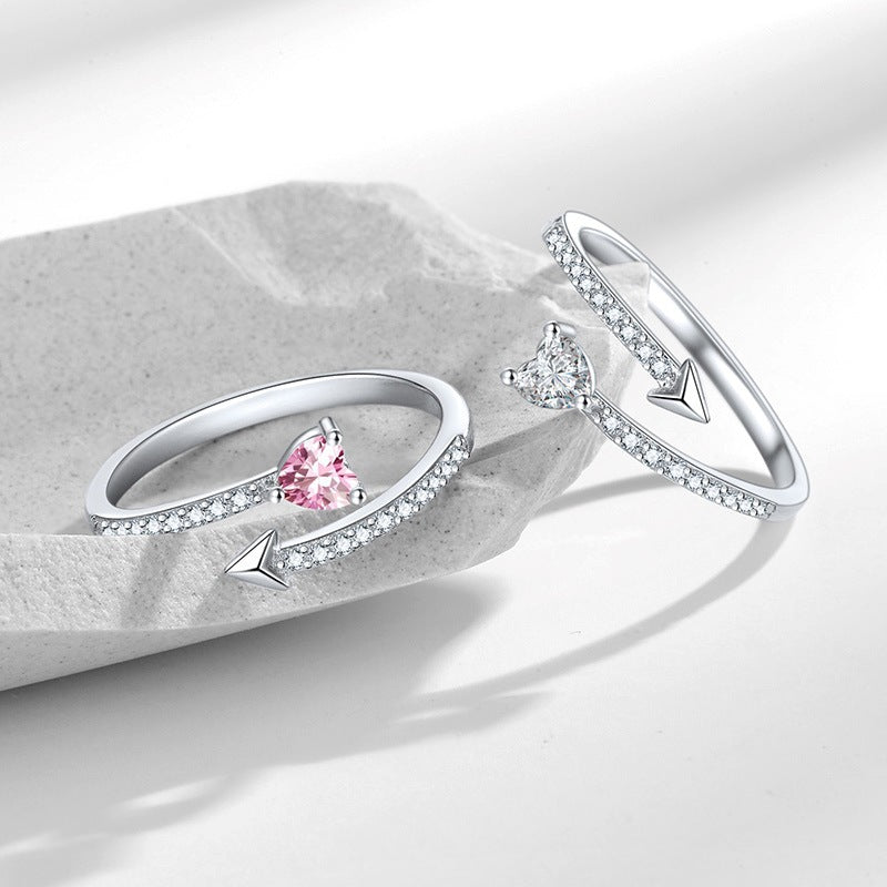 Heart Trendy Zircon Heart-piercing Couple Special Interest Light Luxury Advanced Ring