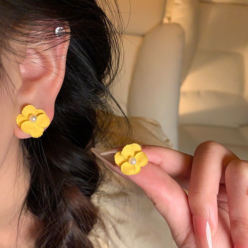 Women's Vacation Style Super Fairy Sweet Flower Seaside Colorful Little Wild Earrings
