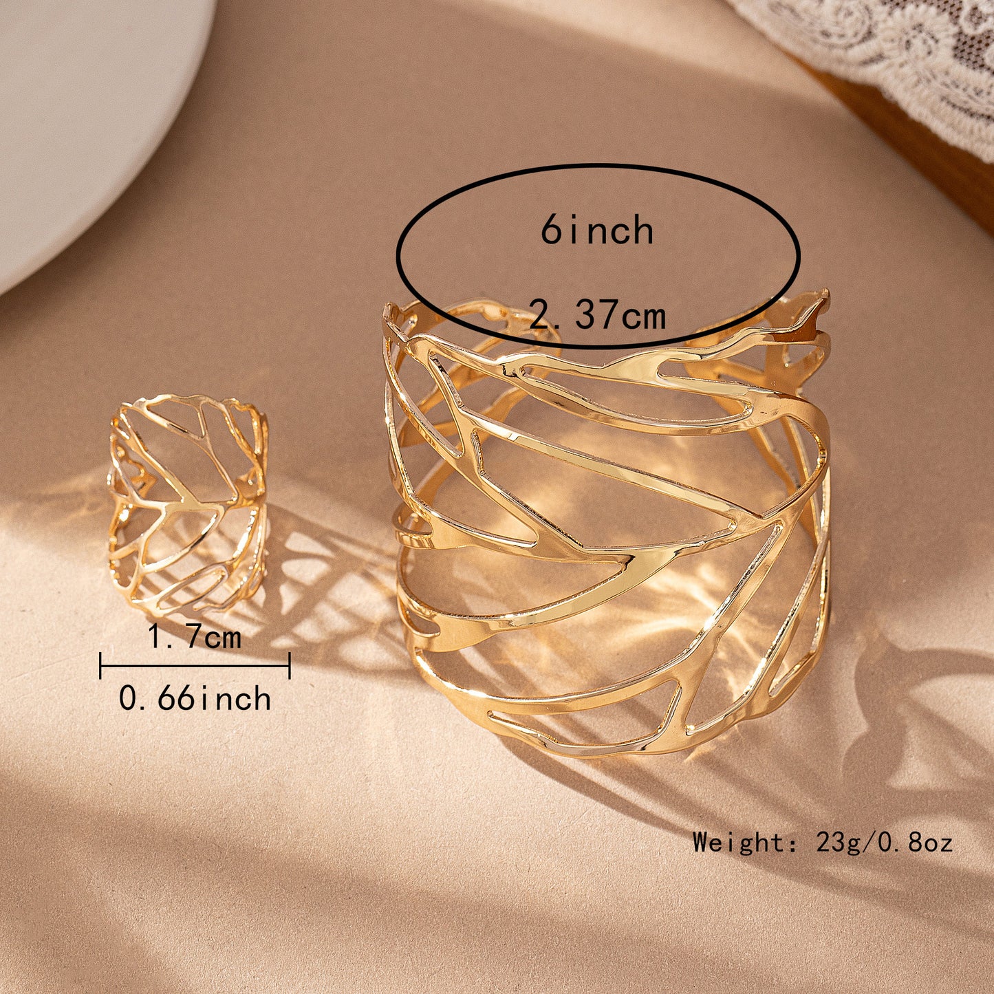 Women's Fashion Personalized Leaves Hollow Out Bangle Elegant Rings