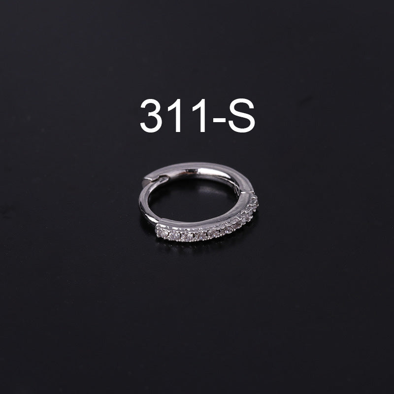 Thin Copper Inlaid Zircon Simple Ear Clip Piercing Single Wear Stud Earrings