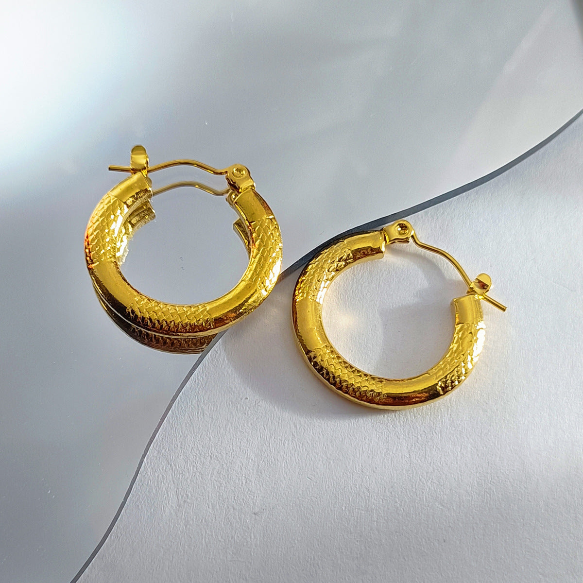 Oil Pressure Craft Titanium Steel Vacuum Gold Plating High Sense Earrings