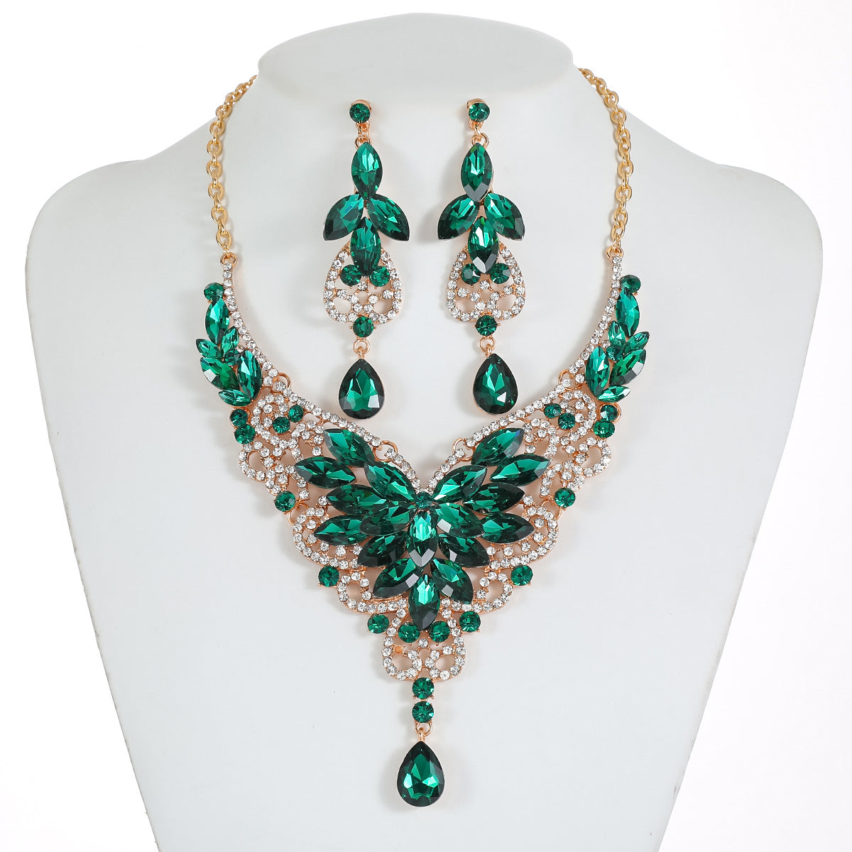 Women's High Profile Generous Retro Design Crystal Jewelry Set