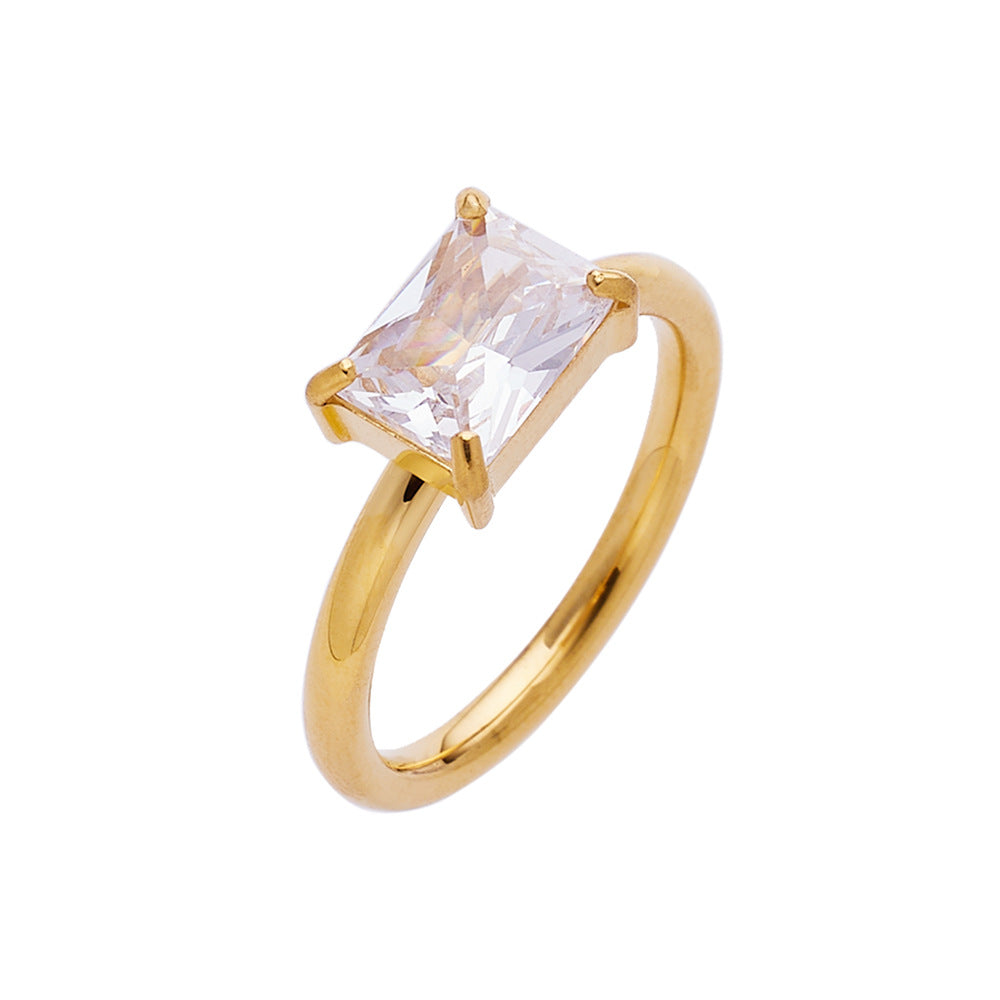 Stainless Steel Female Gold Plated Design High Sense Ring
