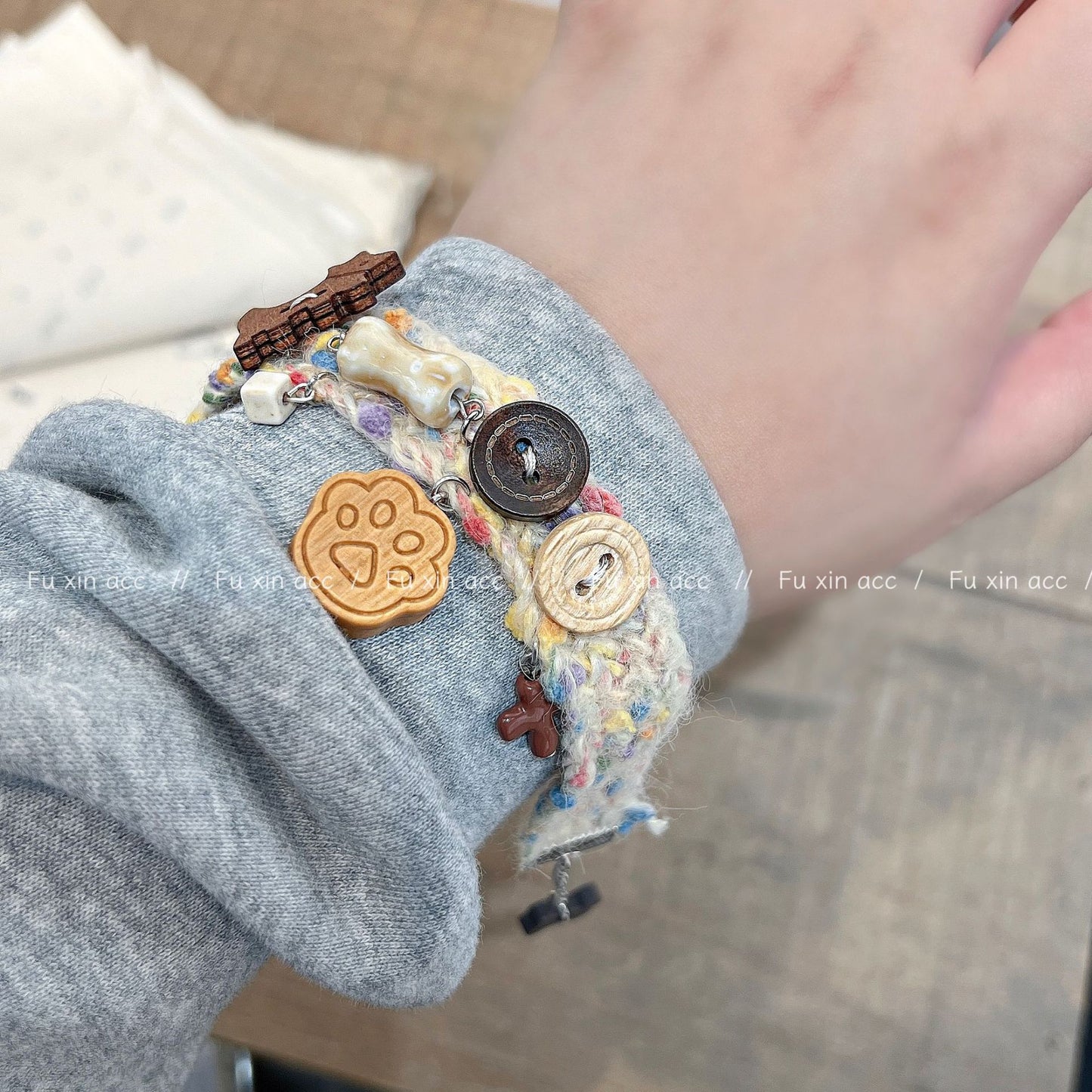 Bracelets en laine pour femmes, niche ours en ébène mignon