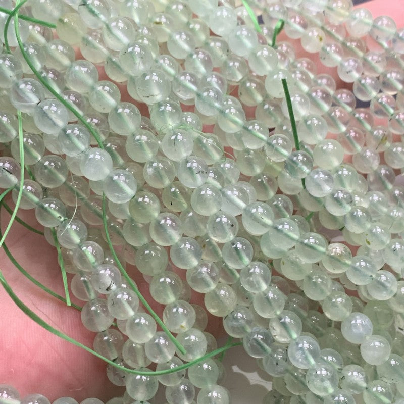 Bracelets en cristal de Cali vert à trois anneaux en préhnite naturelle