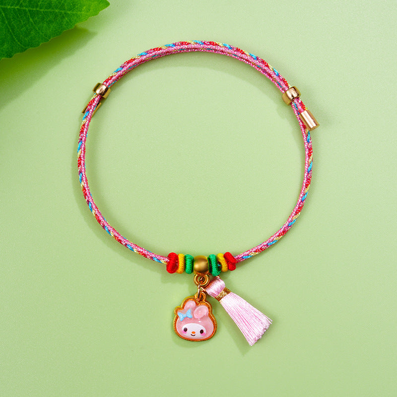 Boat Festival Colorful Rope Hand-woven Couple Cartoon Tassel Pink Carrying Bracelets