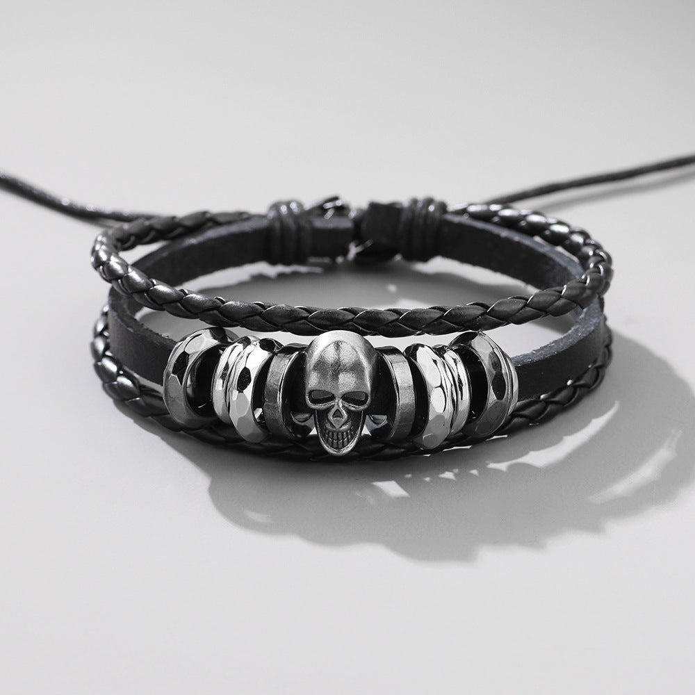 Men's Personality Vintage Metal Punk Skull Cattle Bracelets