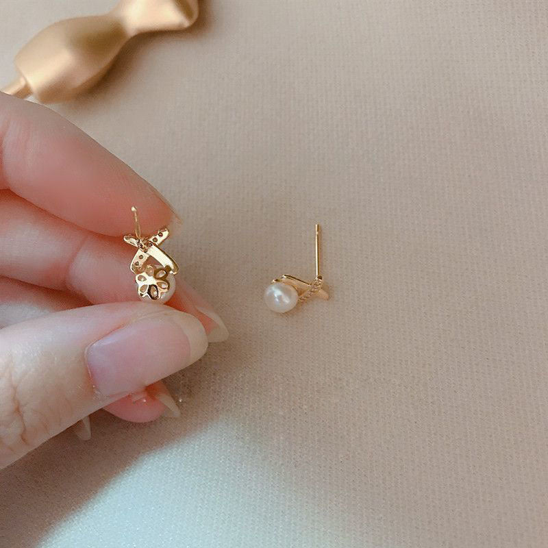 Women's Korean Style Sier Needle High Quality Pearl Earrings