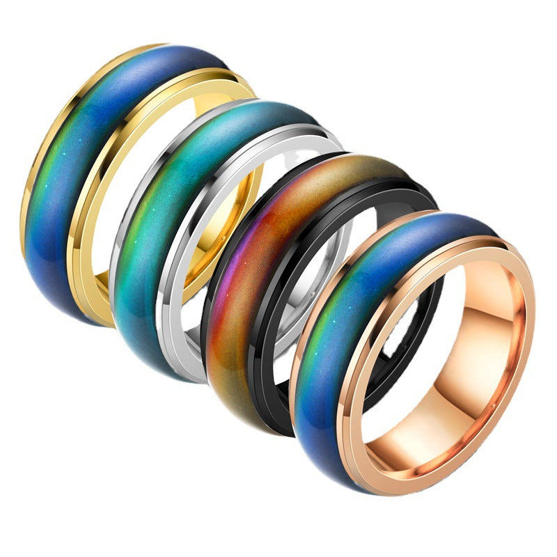 Mood Temperature Change Titanium Steel Couple Ring