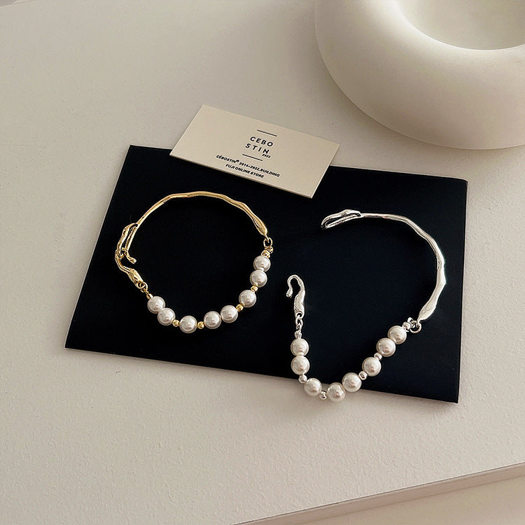 Women's Irregular Metal Pearl For Retro Personality Bracelets