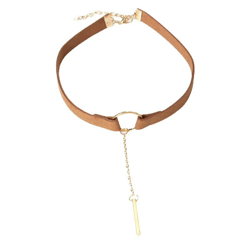 Women's Veet Wide Strap One-line Clavicle Chain Simple Trendy Pendants