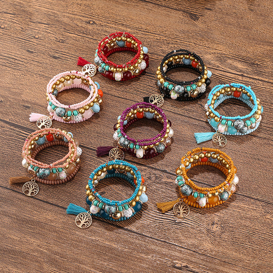 Bohemian Beaded Tassel Tree Of Life Bracelets