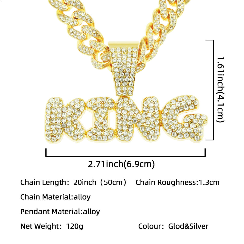 Men's Hip Hop Splendid Diamond Letter Pendant Domineering Necklaces