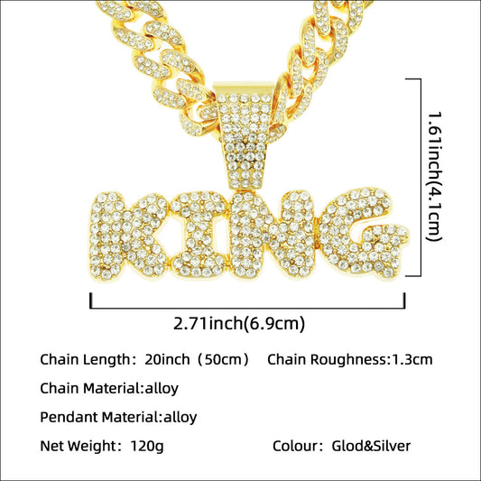 Men's Hip Hop Splendid Diamond Letter Pendant Domineering Necklaces