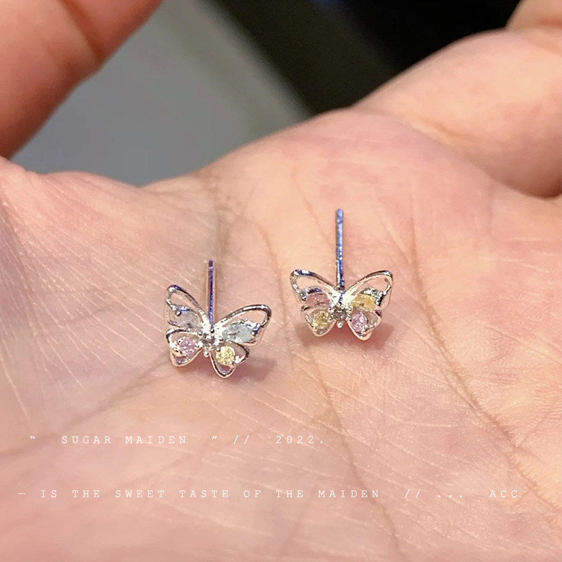 Super Cute Inlaid Color Zirconium Butterfly Small Mini Delicate Mosquito Ear Clip