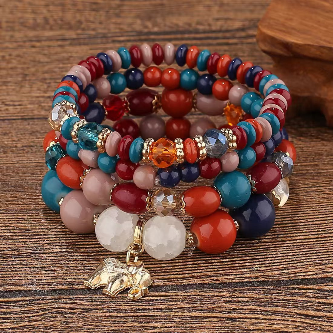 Fashion Glass Beaded Vacation Style Elephant Color Bracelet