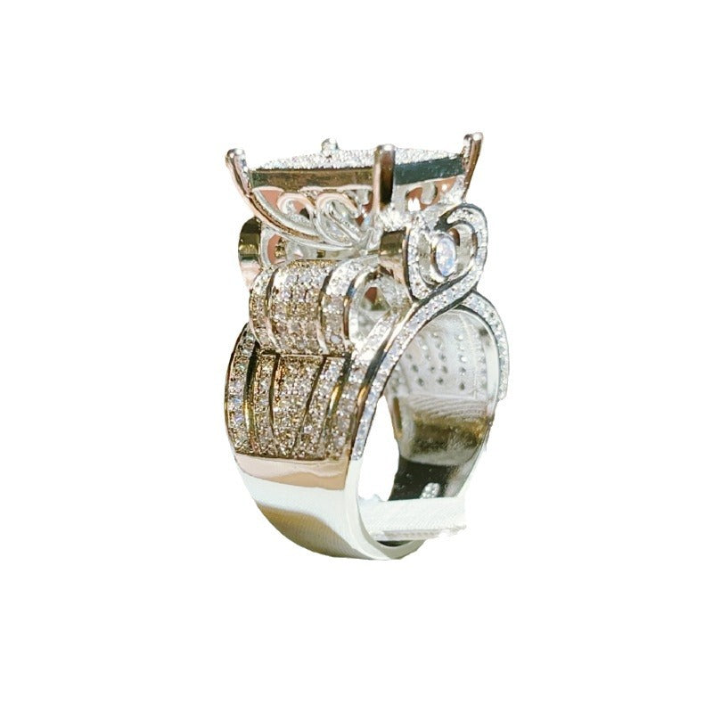 Popular Luxury Sparkling Full Rhinestone Electroplated Rings