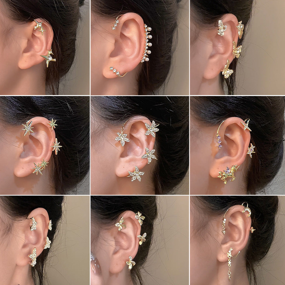 Cold Style Alloy Irregular Butterfly Ear Female Niche Personality Stud Earrings