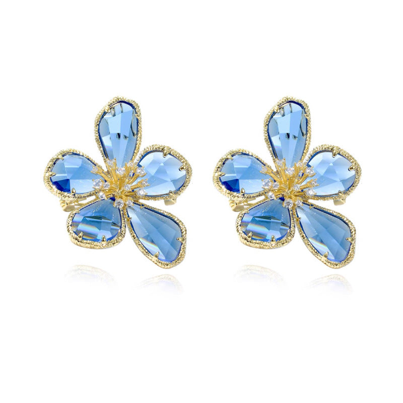 French Flower Temperament High Sense Exaggerated Bow Stud Earrings