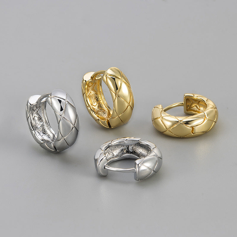 Design Diamond Plaid Clip High-grade Light Luxury Fashion Ear Buckle