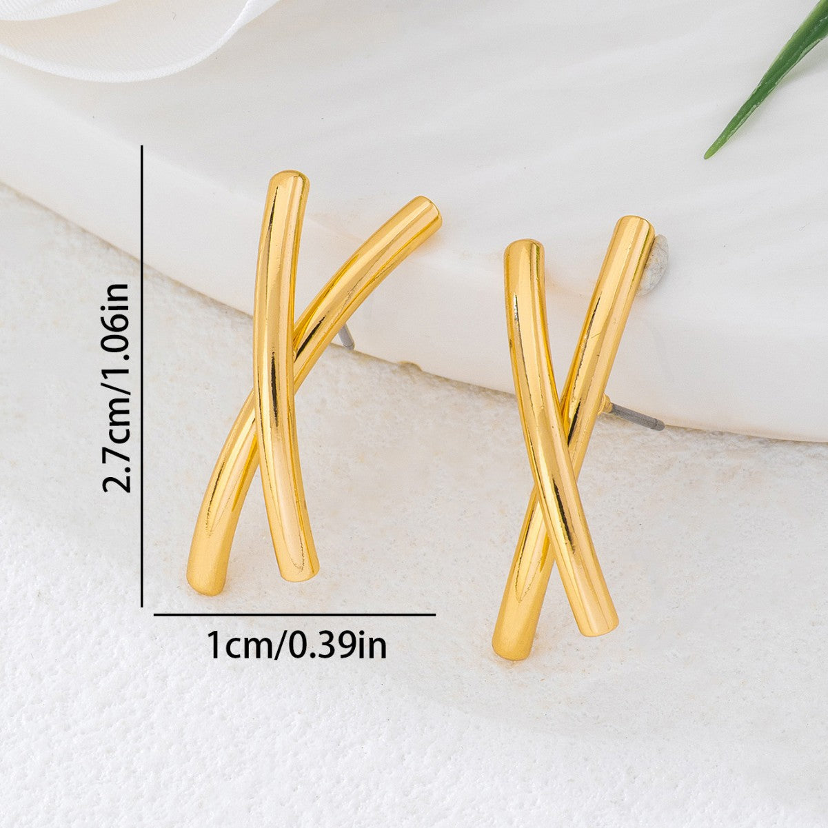 Women's Line Cross Ear Clip Geometric Special Interest Light Luxury Stud Earrings