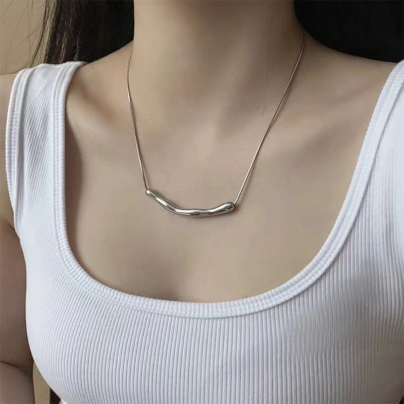 Irregular Pleated Female Summer Niche Design Clavicle Necklaces