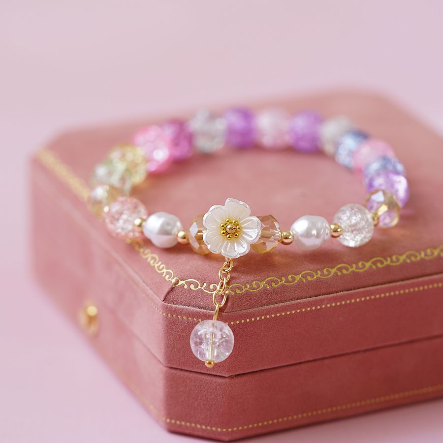 Petite fleur colorée perle femelle style Mori pour bracelets