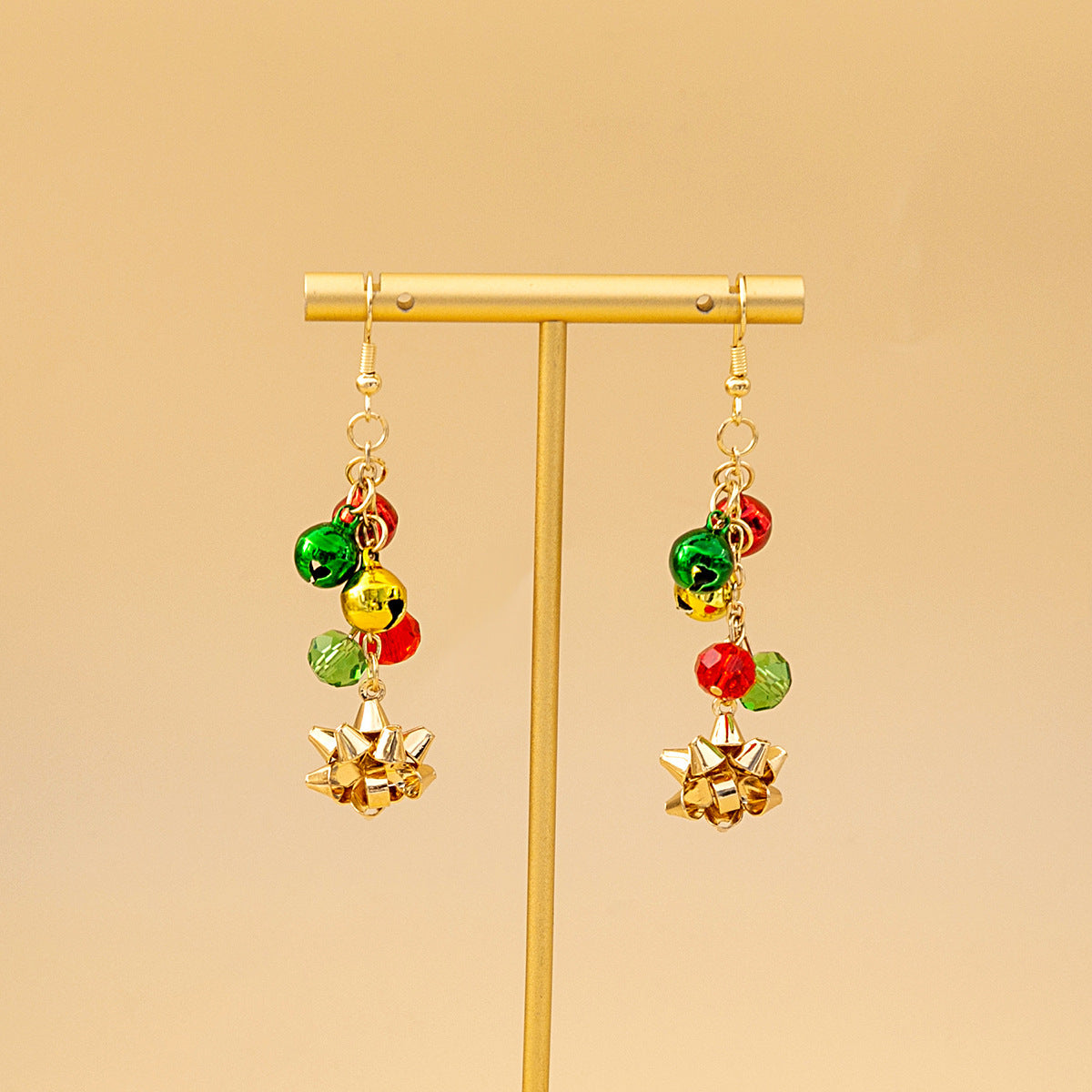 Red And Green Color Flower Creative Simple Earrings