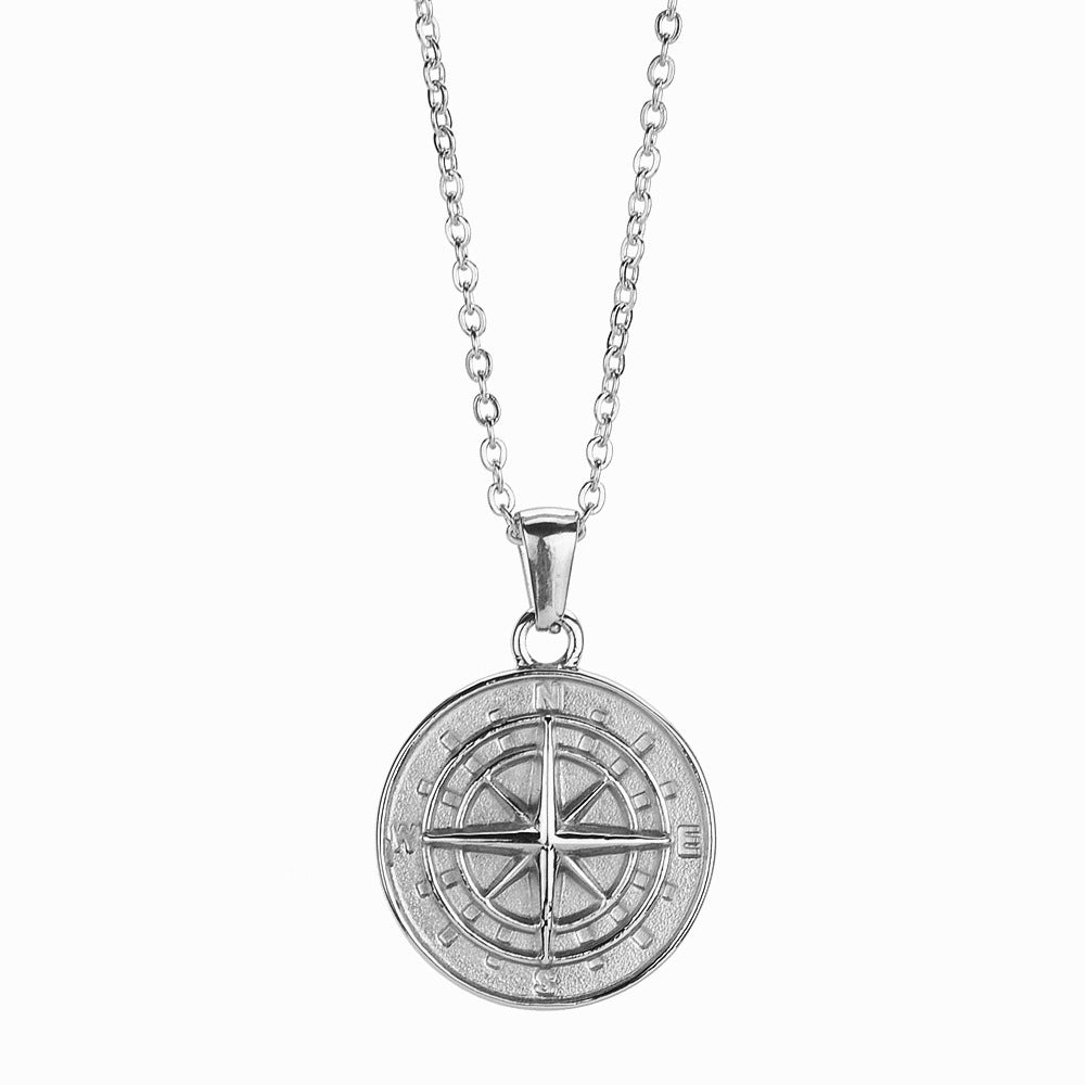 Compass Round Stream Hip Hop Pendant Necklaces