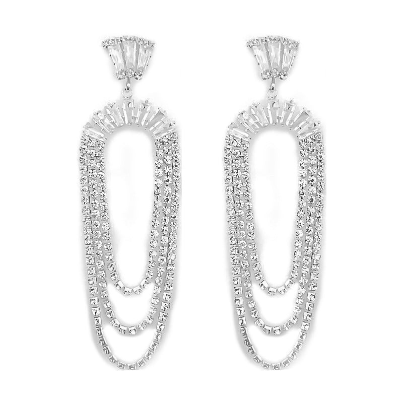 Needle Niche Design Sparkling Full Rhinestone Earrings