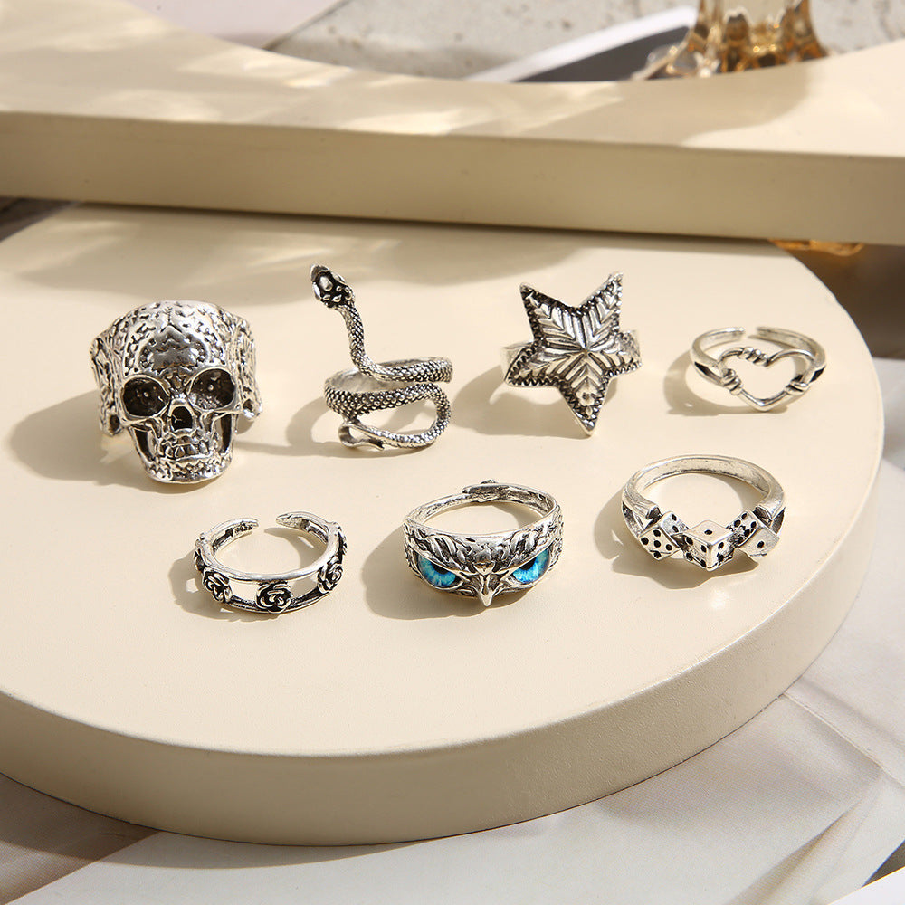 Exaggerated Personalized Skull Starfish Knuckle Owl Rings