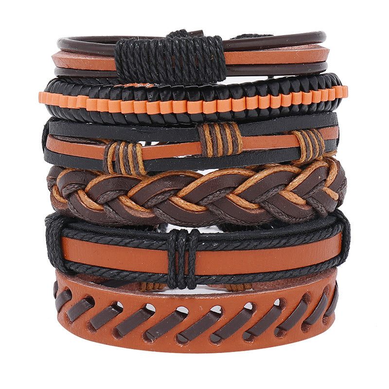 Men's Handmade Woven Layered Retro Leather Creative Bracelets